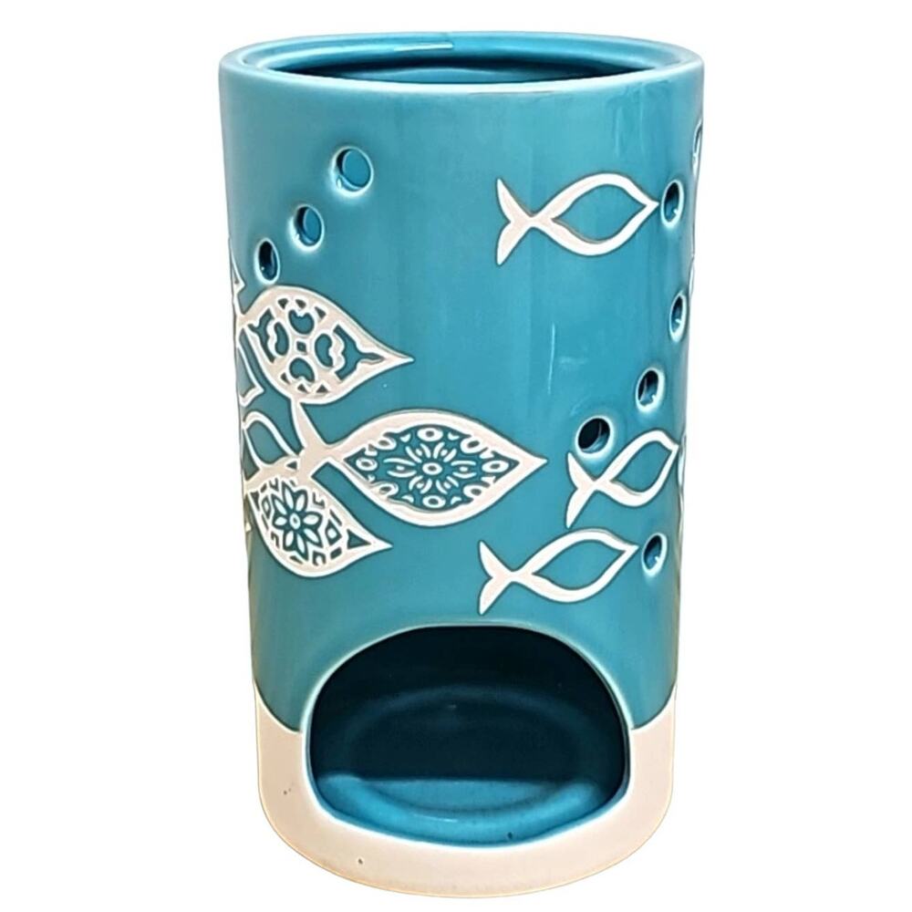 Yankee Candle Turquoise Tropical Fish Floral Luminary Tea Light Candle Holder